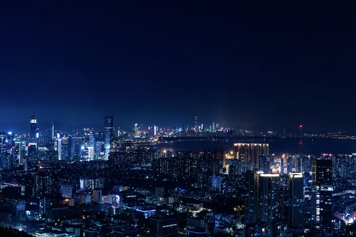 Shenzhen and Shenzhen Bay at night