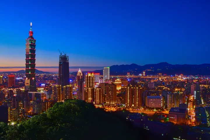 Taipei 101 and the city at dusk